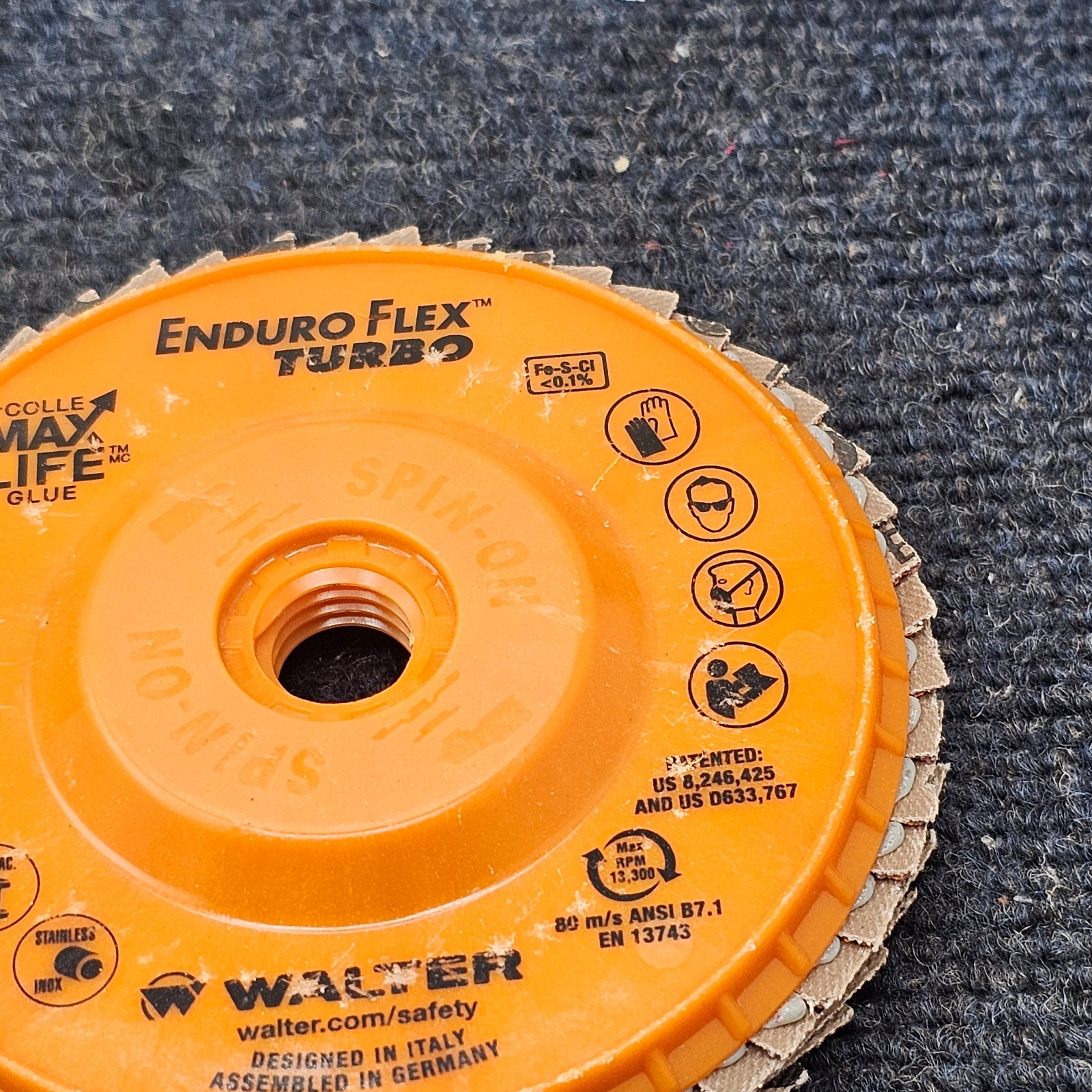 (QTY 2) Walter 06-A 452: Enduro-Flex Turbo 36/60 Grit 4-1/2" Abrasive Flap Disc