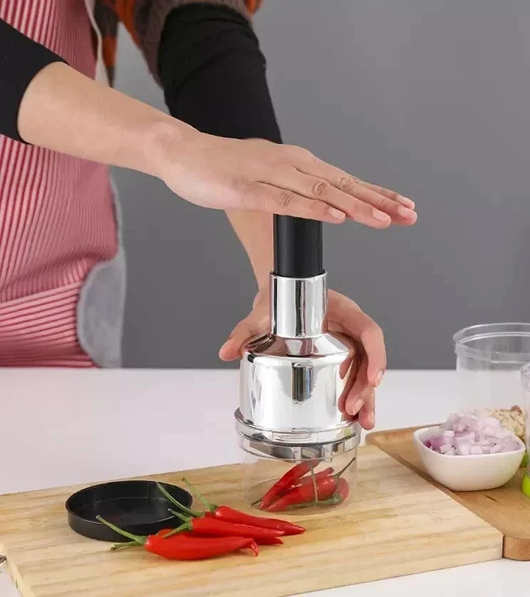 Manual Hand Press Garlic Onion Vegetable Chopper Cutter Dicer Food Processor