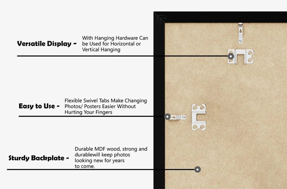 9X12 Picture Frame Black Display, Photos 9X12 Wood Picture, Frame 6X8 with Mat