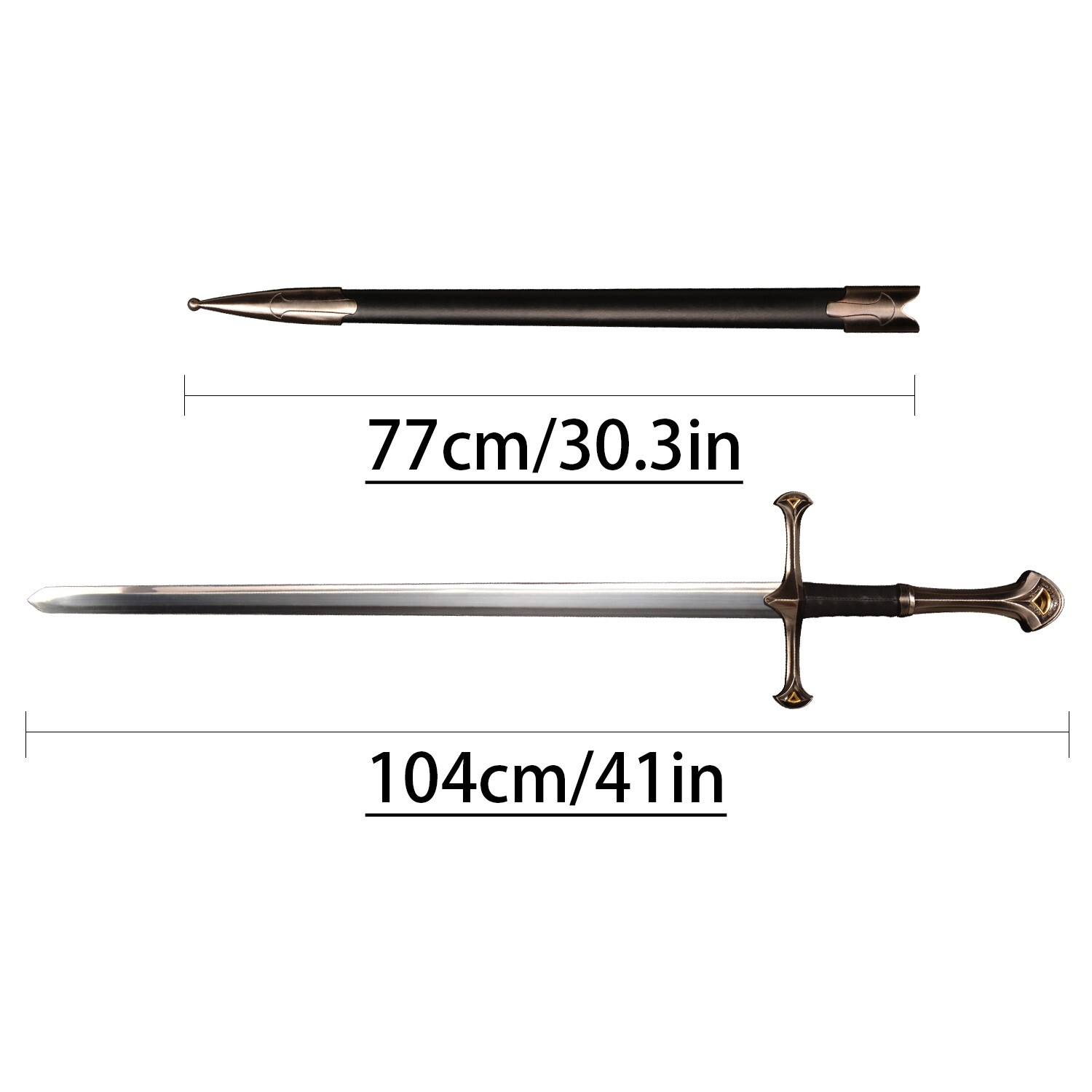 [OPEN BOX]41" Medieval Stainless Steel Elendil Sword lord Aragon Western Knight
