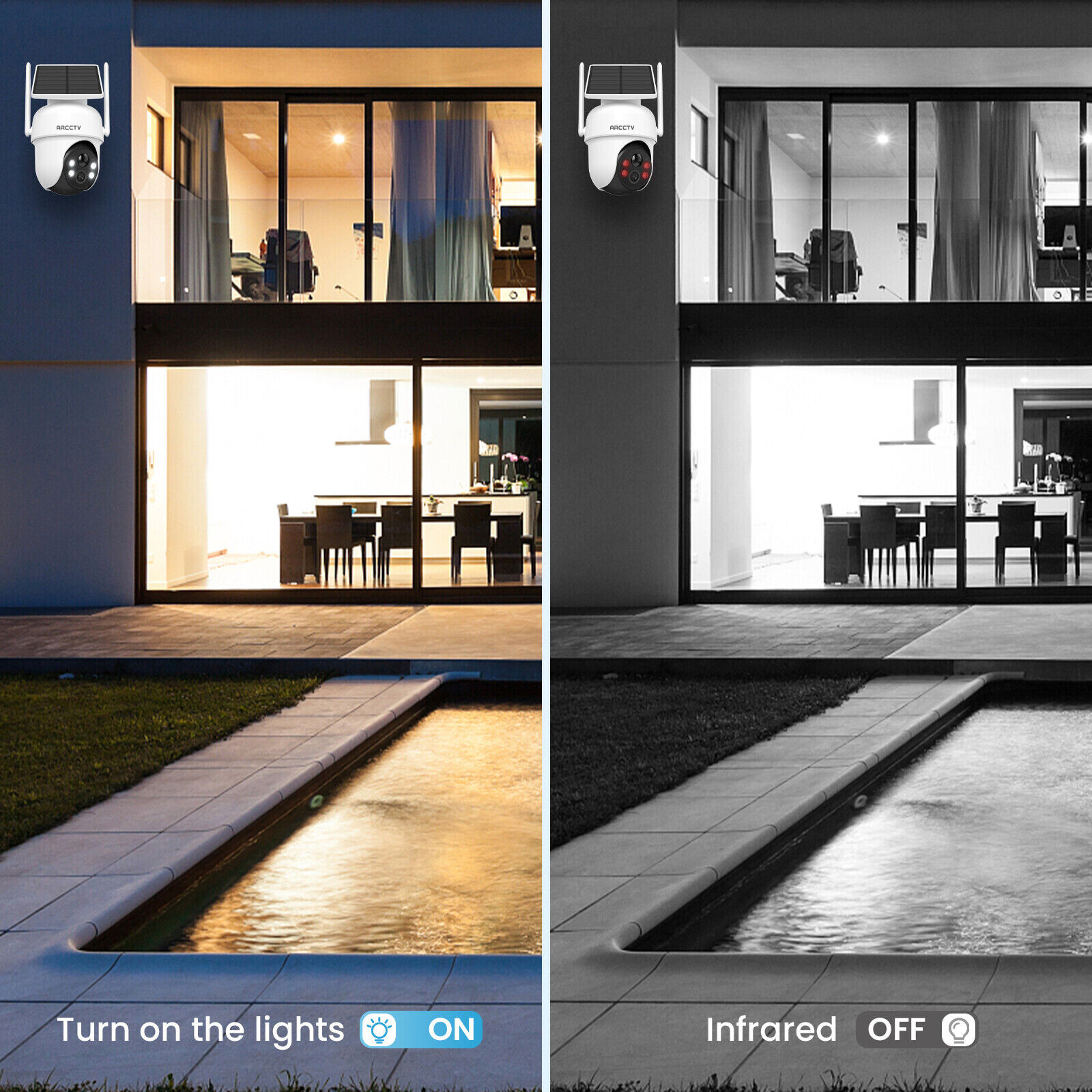 ARCCTV 4MP WiFi6 Wireless Security Camera System Solar Powered Outdoor PTZ CCTV