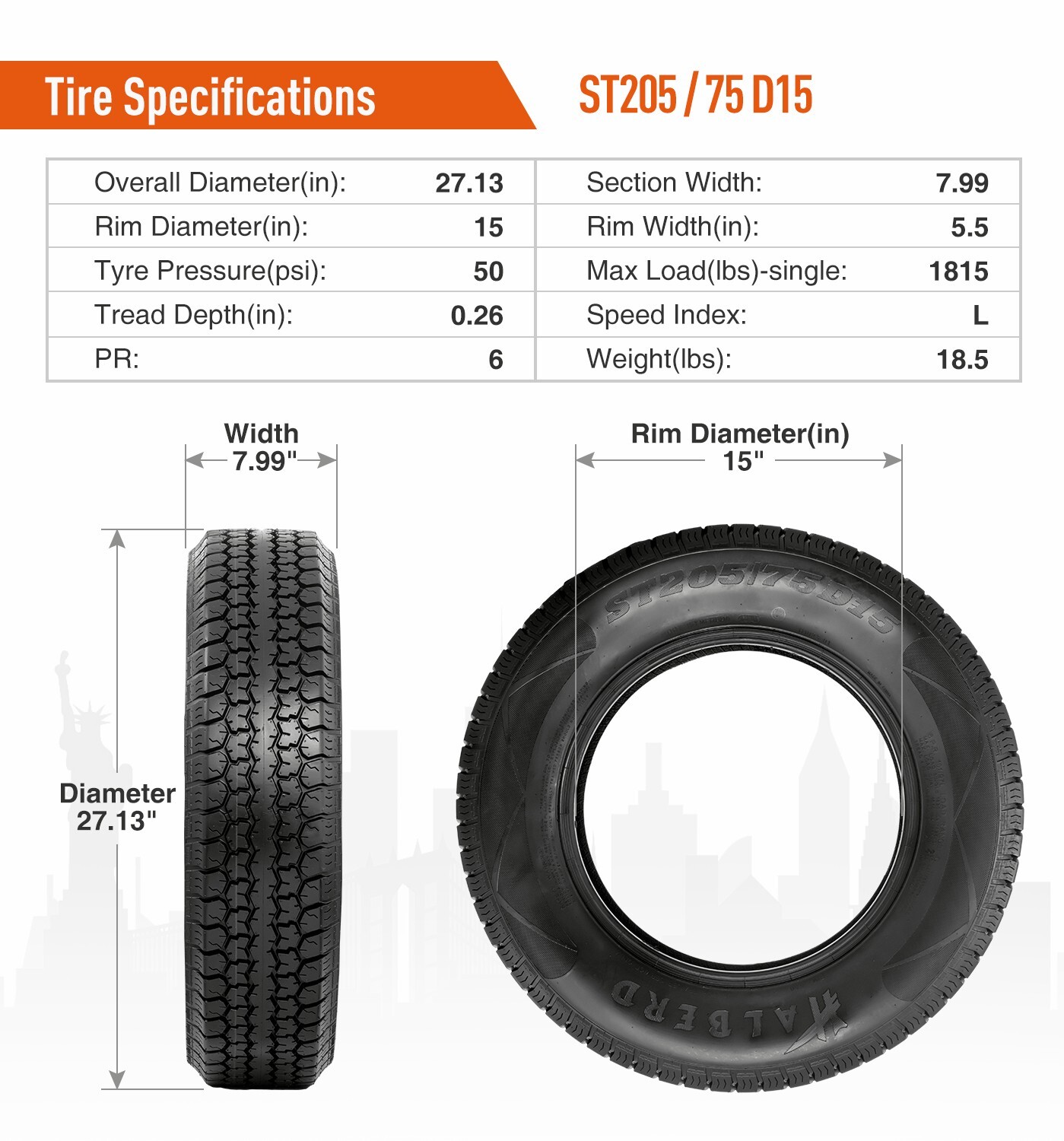 205 75 15 6PR ST205/75D15 Trailer Tire Load Range C Fuel-saving 205/75-15 Tire