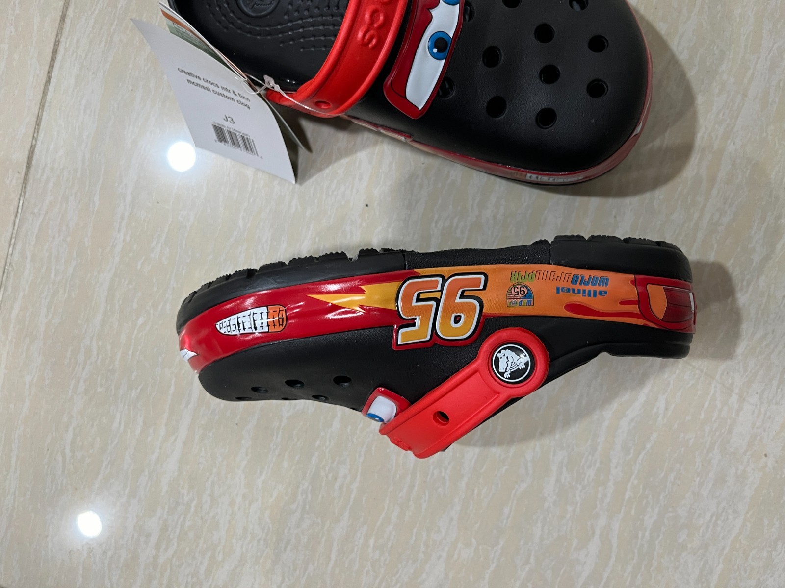 NEW! Light Up Black Red Lightning McQueen Crocs Clog Kids Shoe C8-C12, J1-J3 NWT