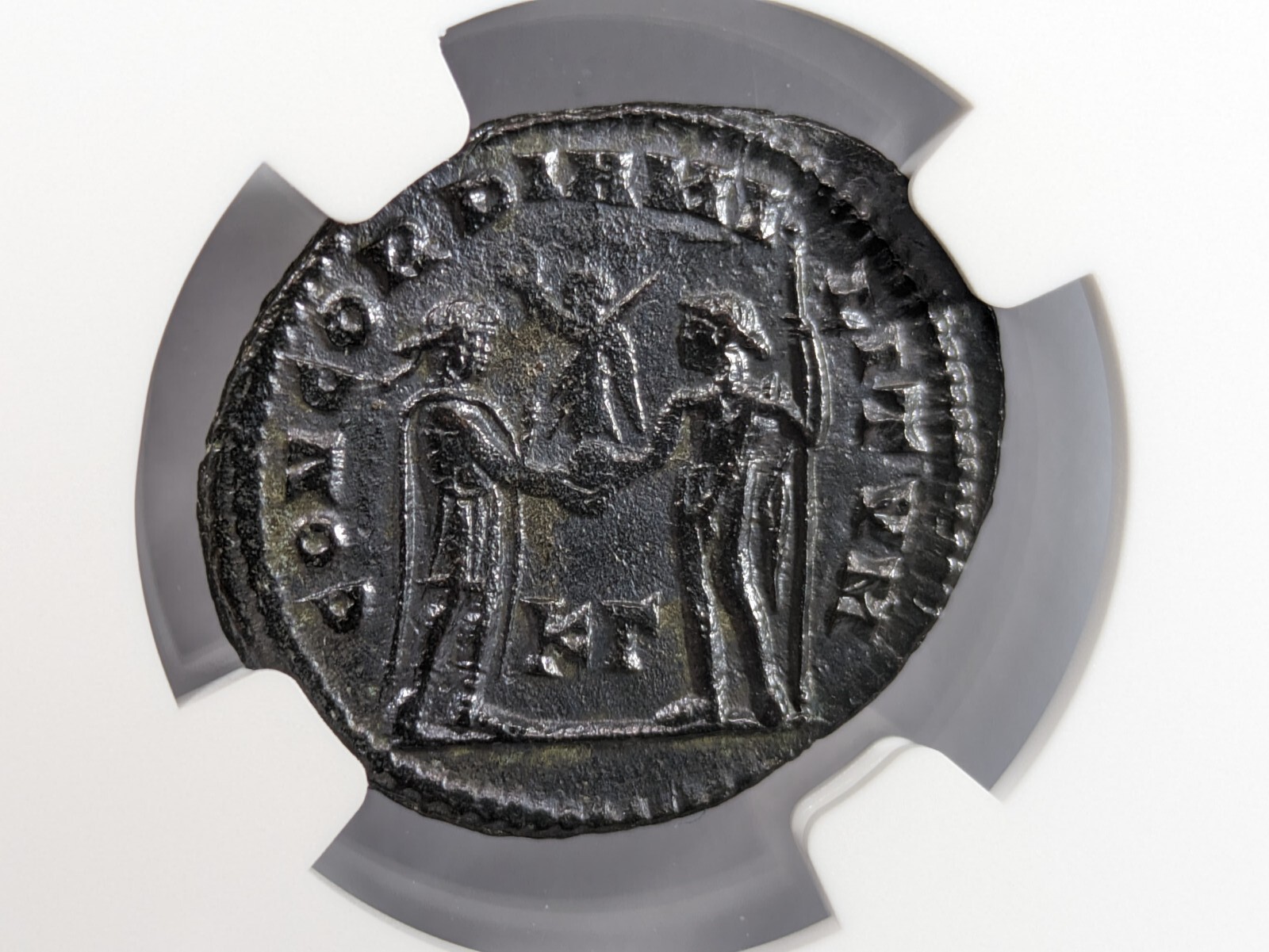 Diocletian Roman Empire AD 284-305 NGC AU Post Ref Radiate Aurelianianus Soldier