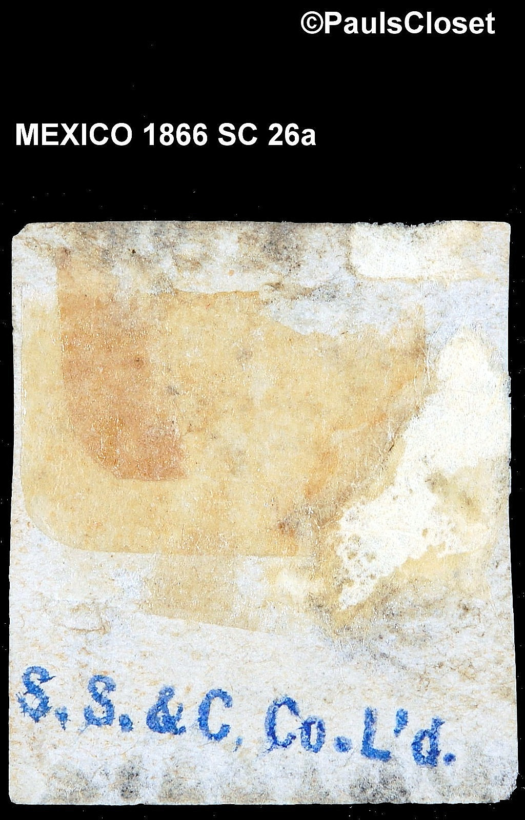 MEXICO 1866 SC 26a EMPEROR MAXIMILION 7c DEEP GRAY USED FINE