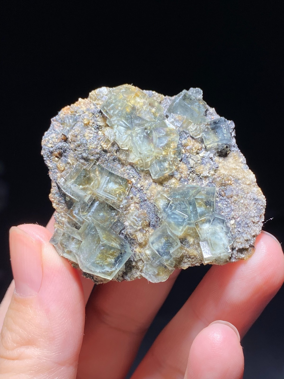 Rare Natural White Window Light Green Cubic Fluorite & Pyrite Specimen, China