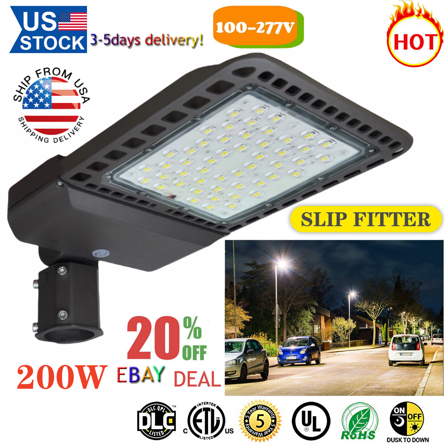 LED Parking Lot Lights 200W 300W Module Street Pole fixture Shoebox Area Light
