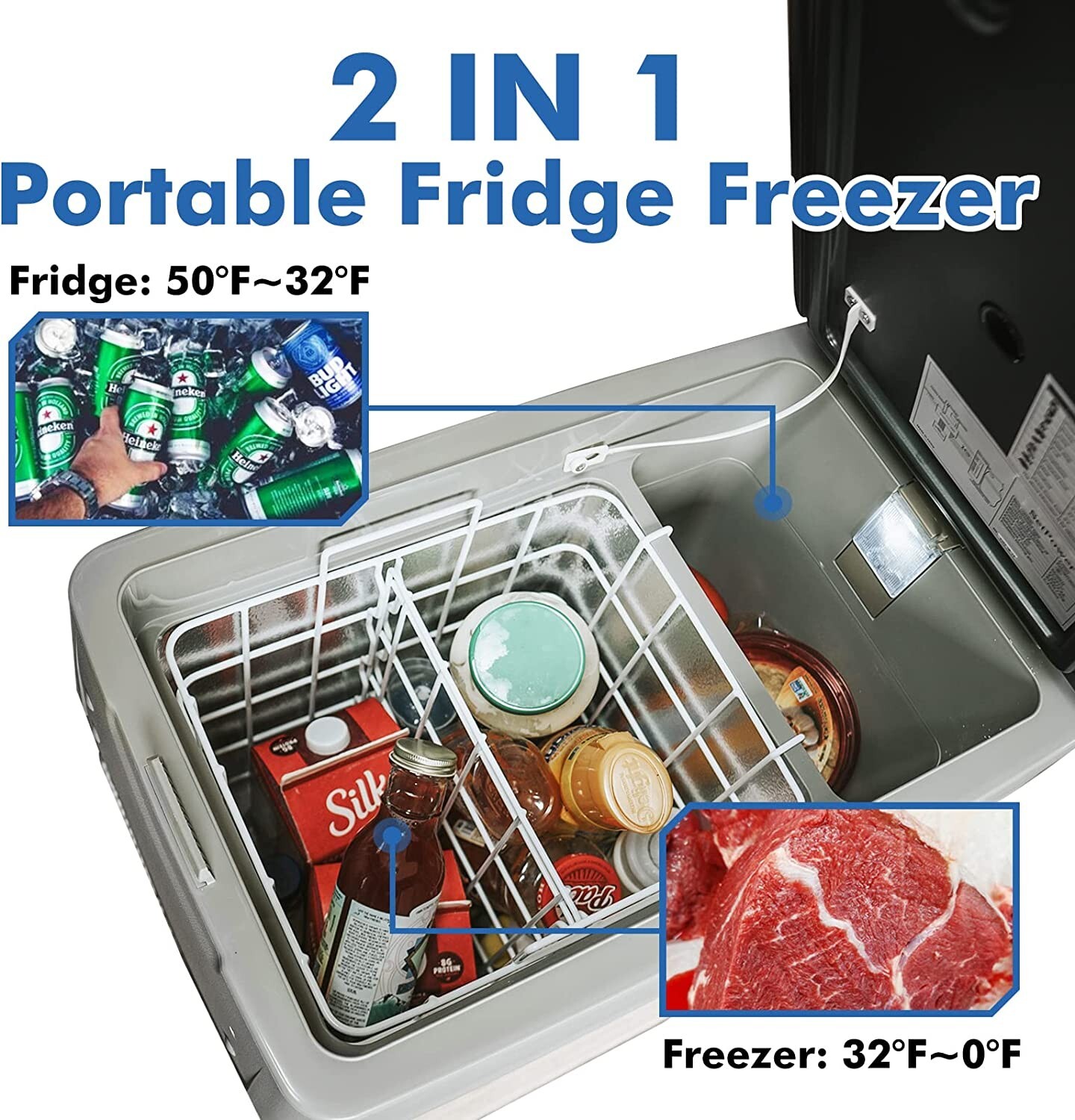 42 Quart Car Fridge 12V Portable Freezer Electric Cooler for Van Camping Travel