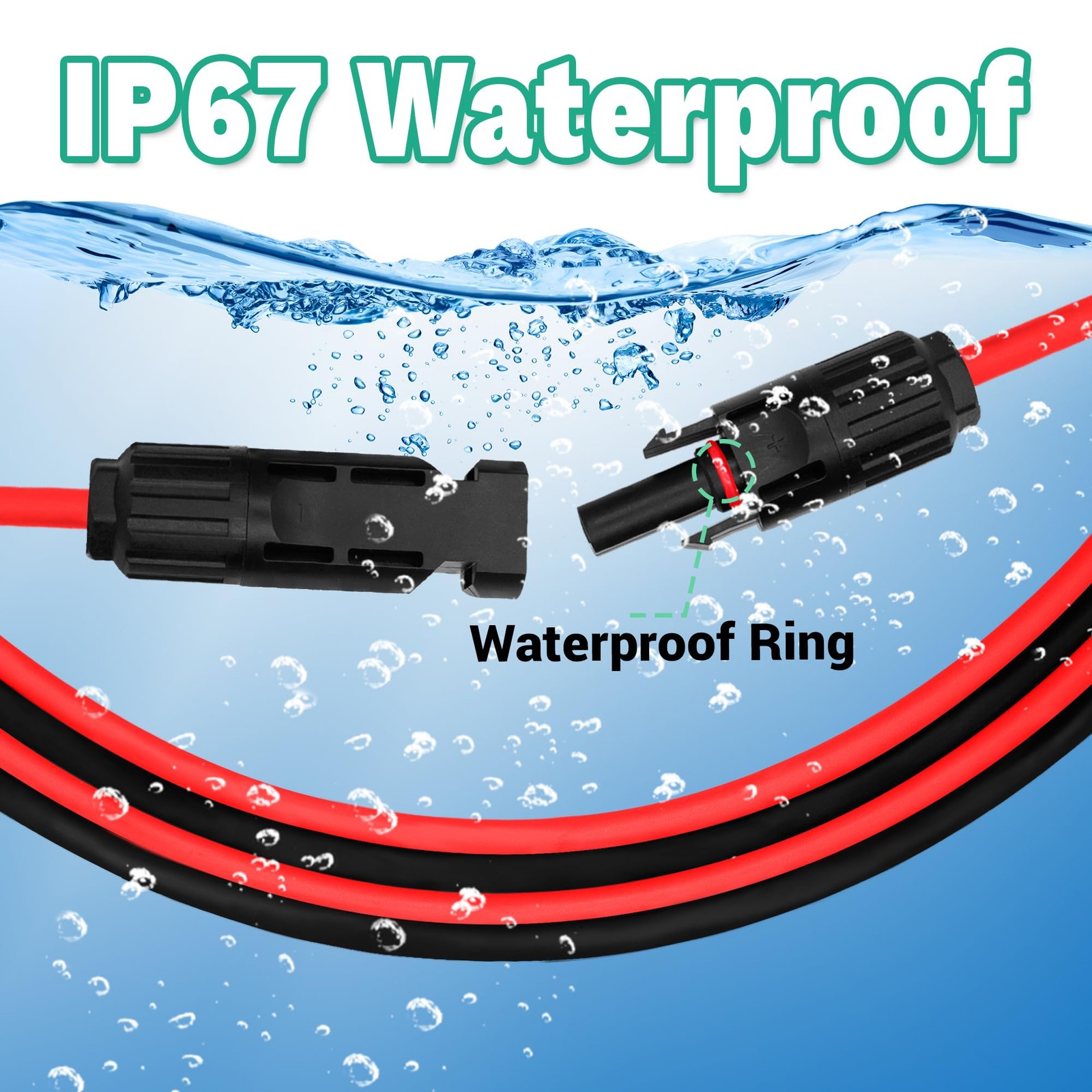 ZGeftcyimao 25 FT Solar Extension Cable, 10 AWG(6 mm²) 25 feet, Black & Red