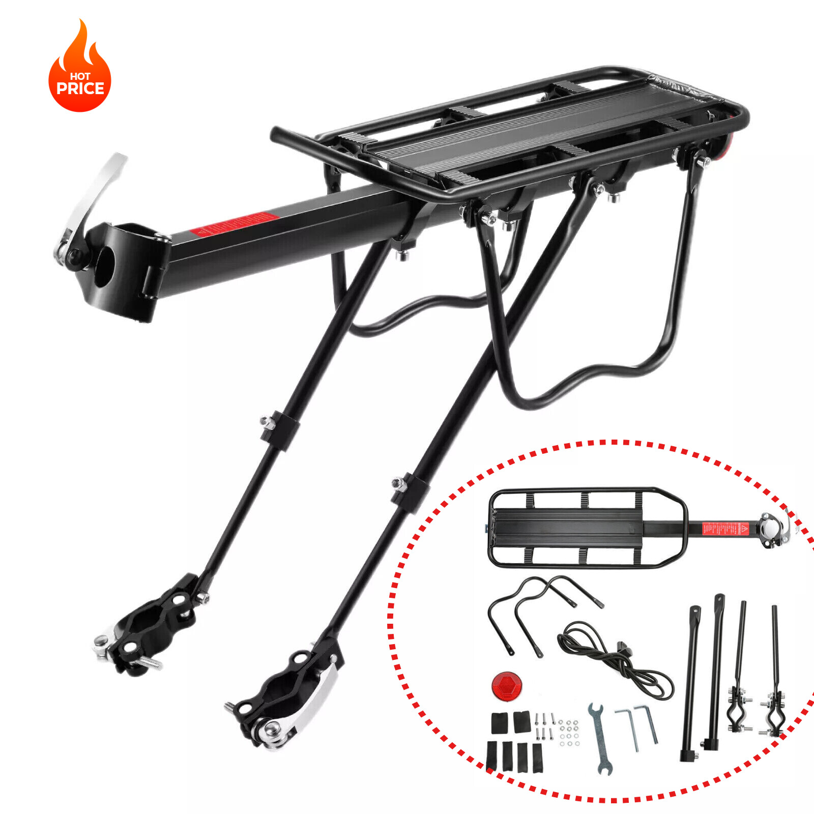 Bike Rear Cargo Rack Luggage Carrier Pannier Bicycle Alloy Fender Mountain Bike