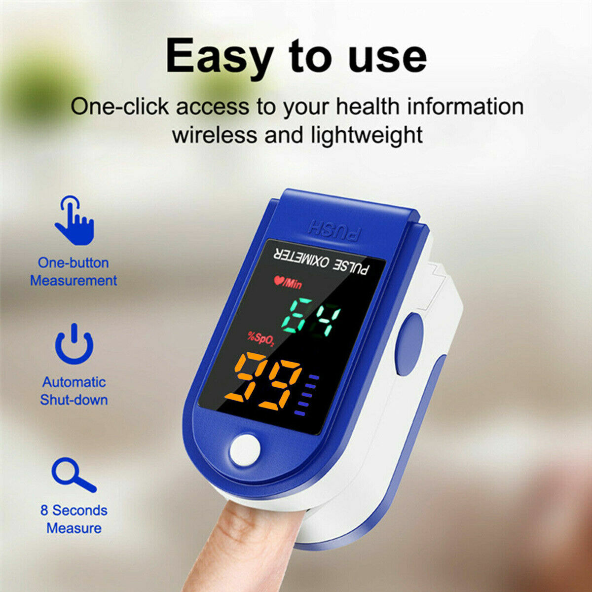 Finger Tip Pulse Oximeter Meter SpO2 Oxygen Saturation rate Heart Blood Monitor