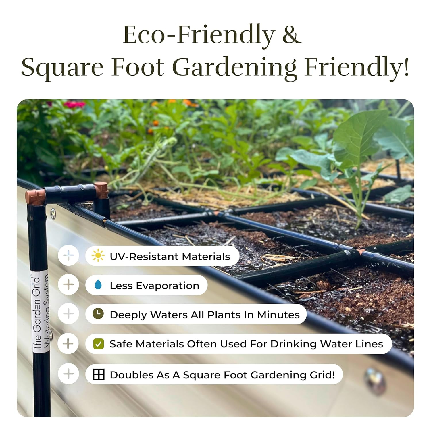 The Garden Grid | Pre-Assembled Garden Bed Watering System – Waters Every Plant