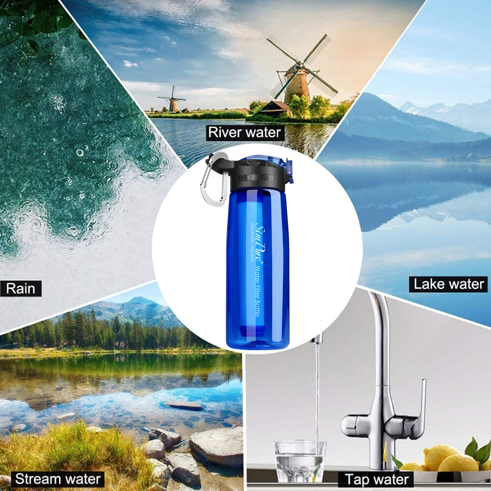 Water Filter Bottles W/Straw Water Filtration Bottle Purifier Outdoor Emergency