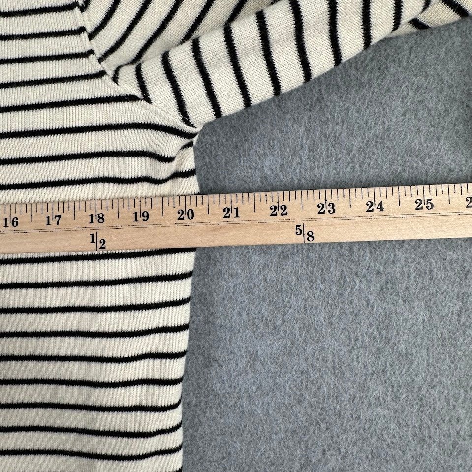 Polo Ralph Lauren Mens Medium Striped Quarter Zip Pullover Cotton Sweater Cream