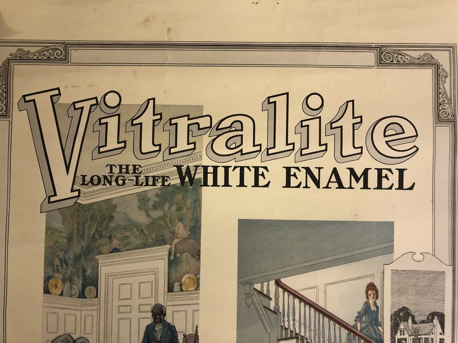 1917 Pratt & Lambert Vitralite “ The Long-Life White Enamel Advertising Poster