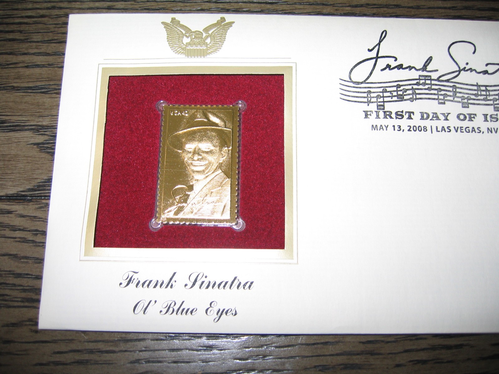 2008 Frank Sinatra Ol Blue Eyes Golden Cover Stamp Replica