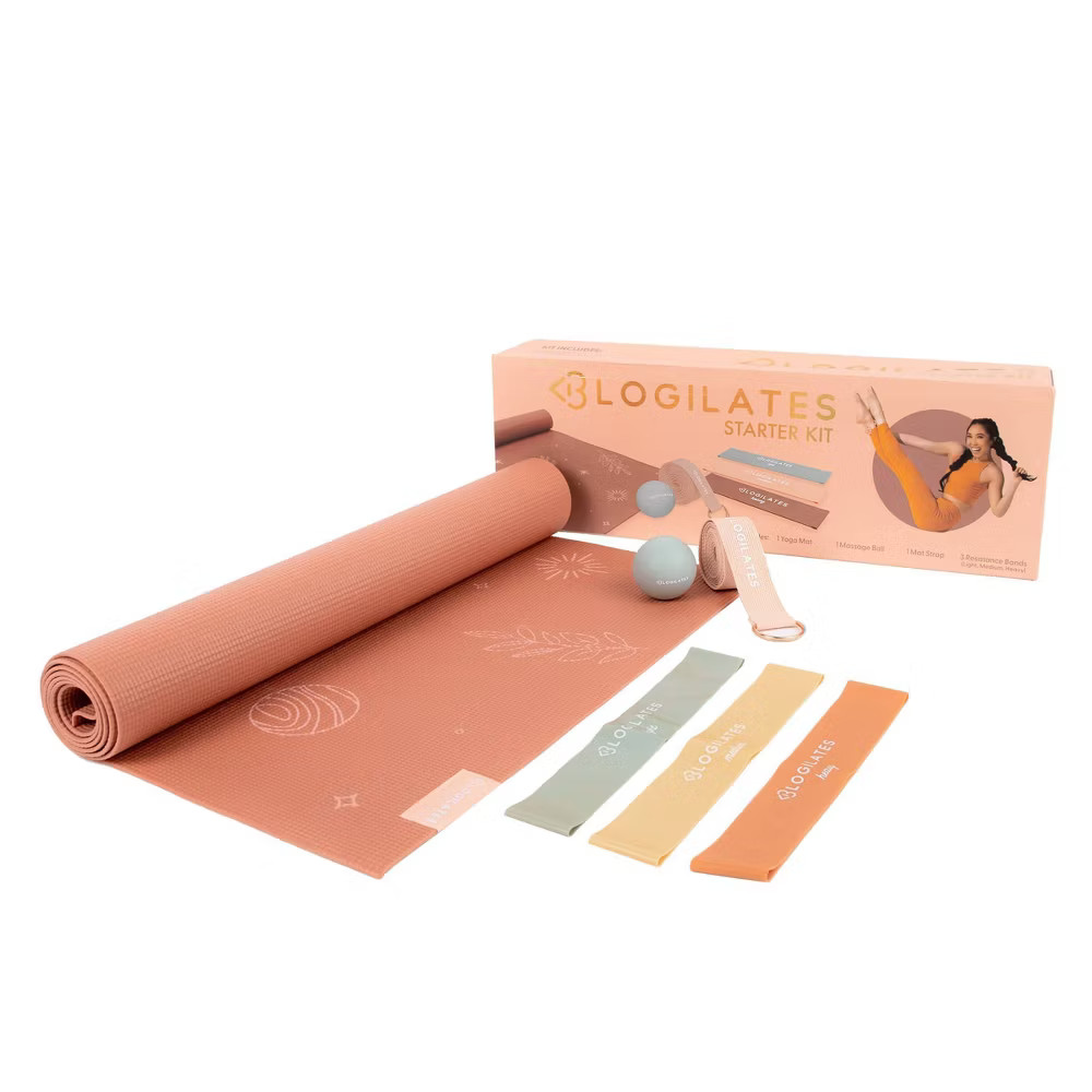Blogilates Starter Fit Kit: Yoga Mat, Strap & Exercise Band for Core