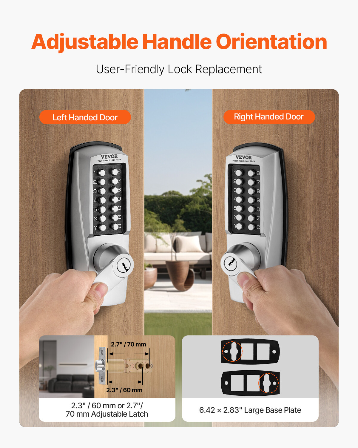 Mechanical Keyless Entry Door Lock 14 Key Mechanical Door Lock with Key for Home