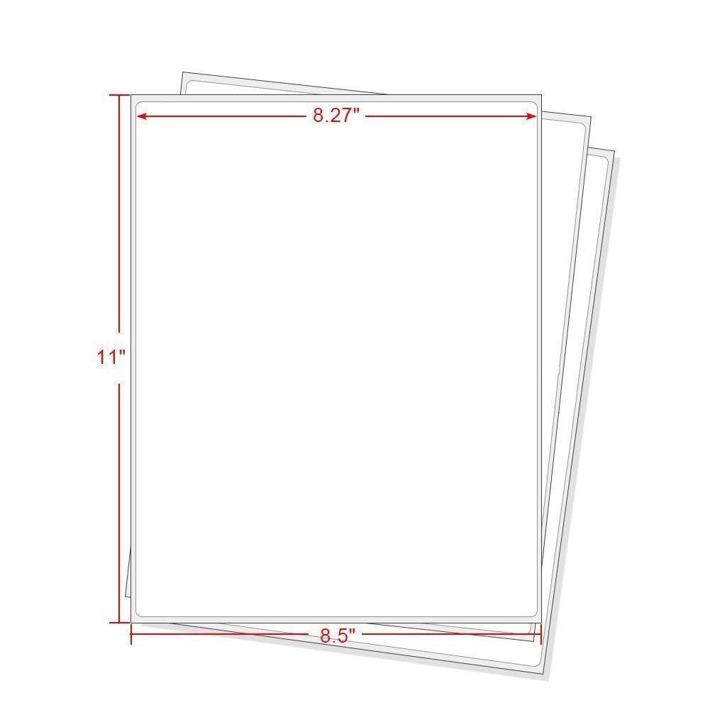 8.5"x11" Full Sheet Shipping Labels Self Adhesive Blank Paper for Laser/Inkjet