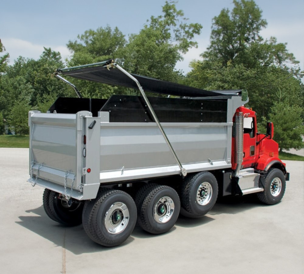 Complete Electric Aluminum 4-Spring Dump Truck Tarp System with 7' x 22' Mesh...
