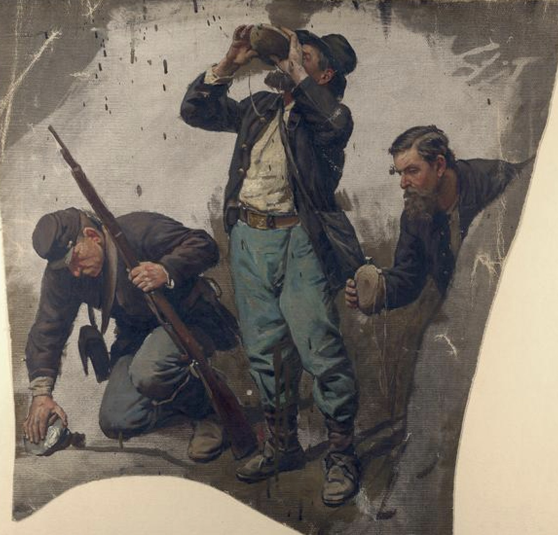 Civil War Stainless Bullseye Pattern Canteen - Jean Wool Cover