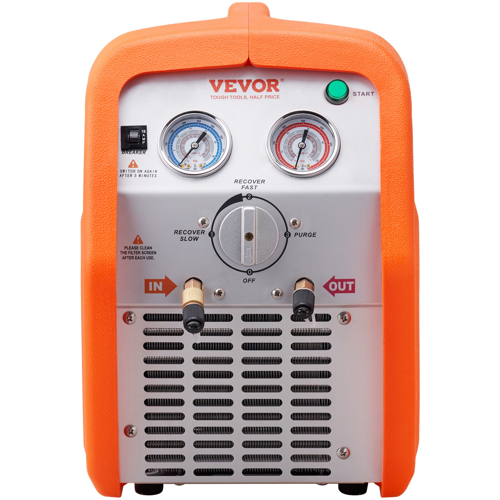 VEVOR Refrigerant Recovery Machine 1 HP Dual Cylinder AC HVAC Recycling Tool