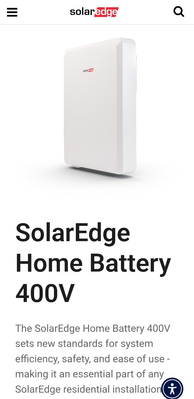 SolarEdge Home Battery 400V 10khw