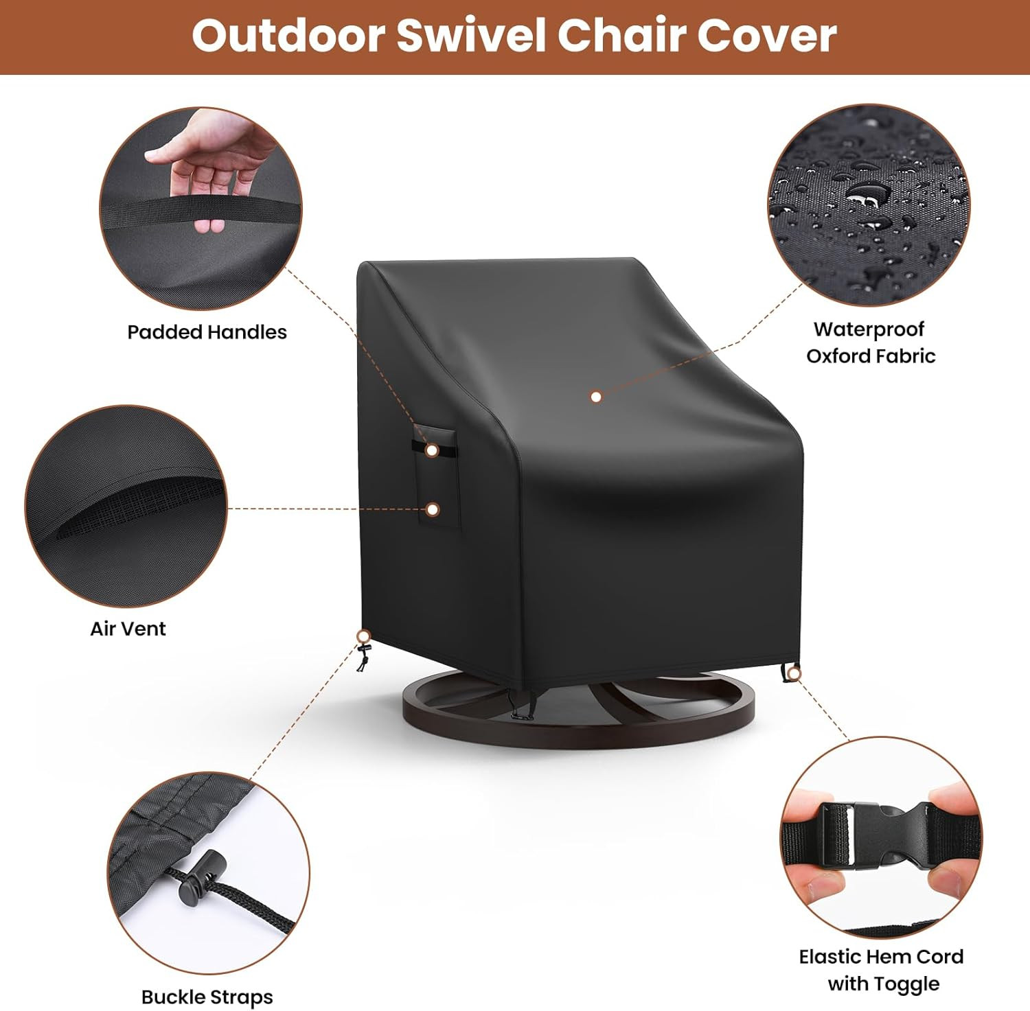 Outdoor Swivel Lounge Chair Cover Waterproof, 2 Pack Heavy Duty Patio Rocking Ch