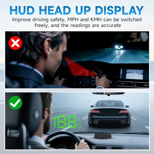 Heads Up Display GPS Speedometer for Car Universal Windshield Head Up W2 Green