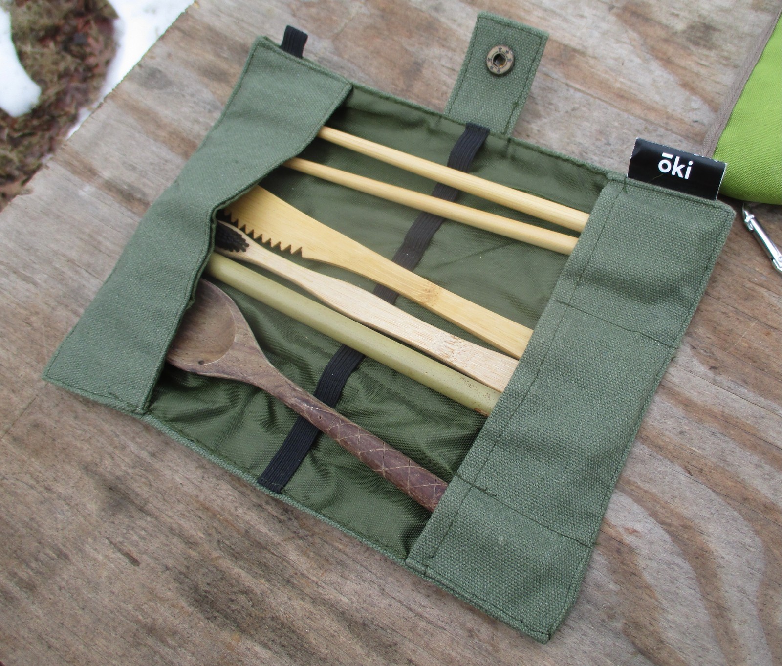 OKI & TO GO WARE BAMBOO WOODEN CAMP TRAVEL UTENSILS FORK KNIFE CHOP STICKS SPOON