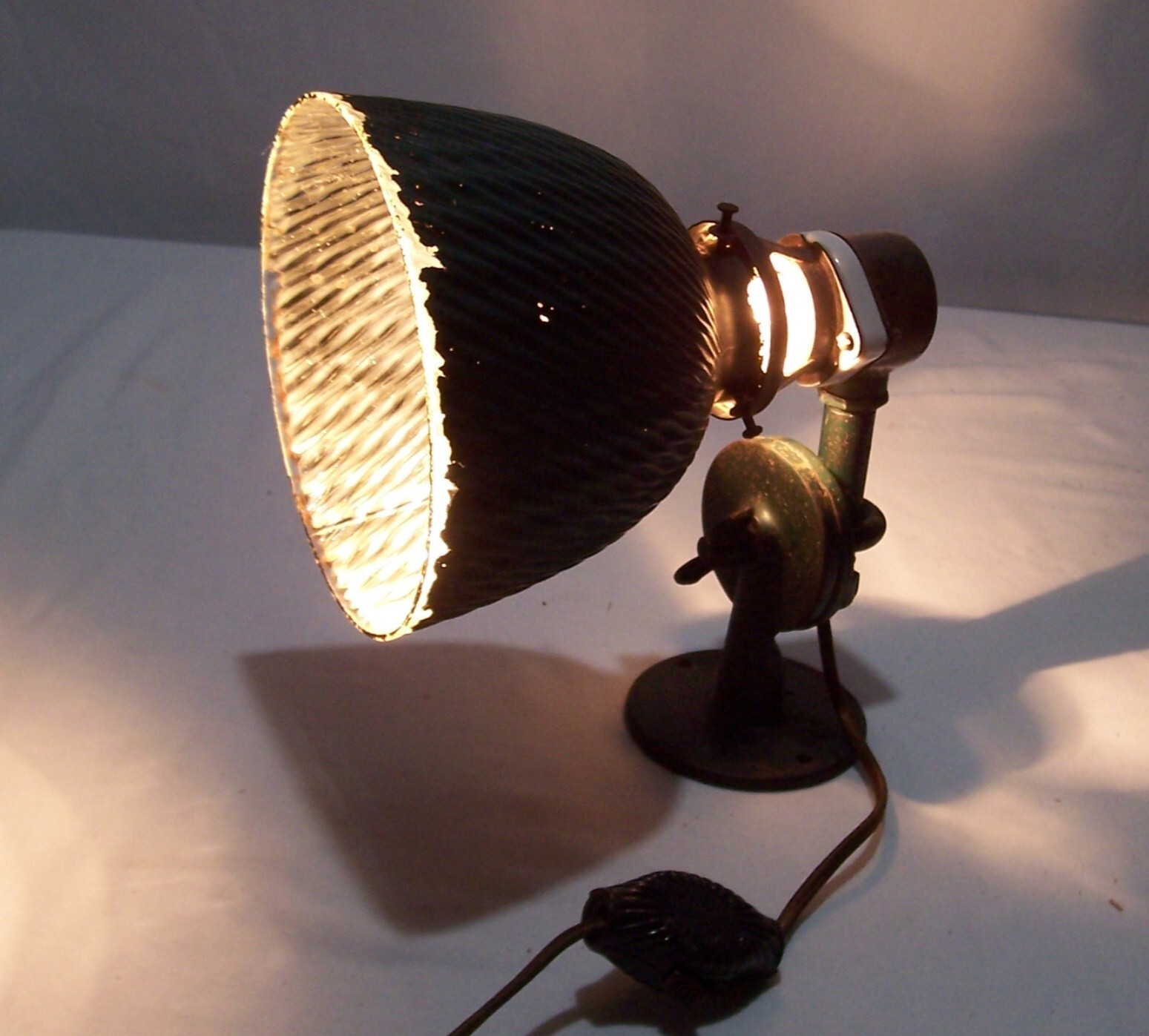 Antique Curtis X-ray Shade Light Fixture Vtg Cast Art Porcelain Chicago USA #G2