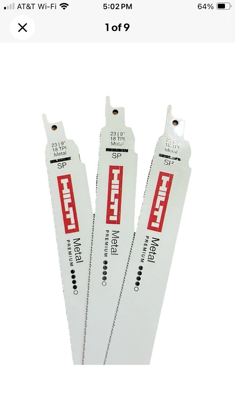 50 Pack Reciprocating Saw Blades 9” 18 TPI HILTI For All Standard Sawzalls