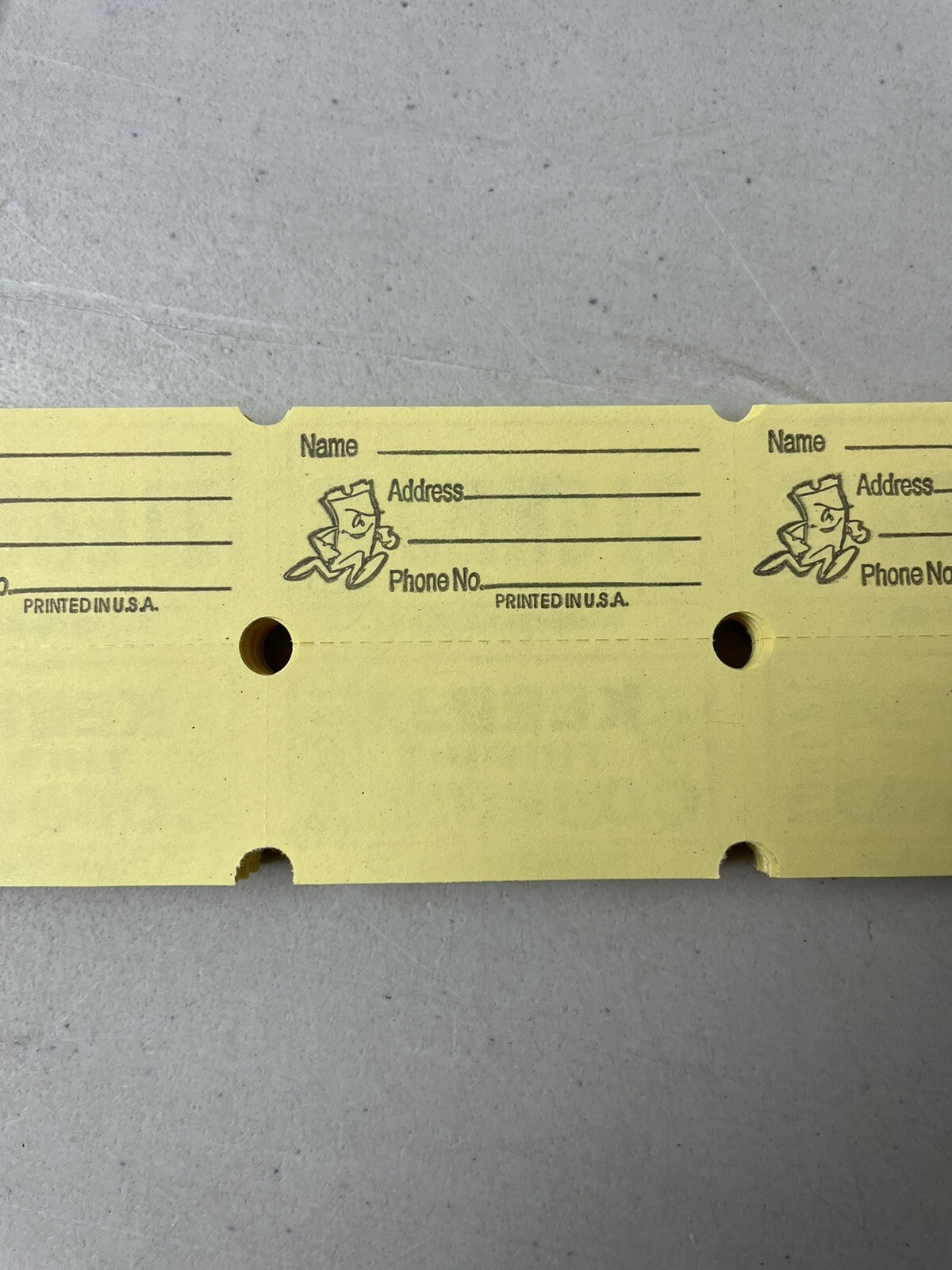 Yellow Raffle Tickets Package of 500 Folded Double Stub Split The Pot 50/50