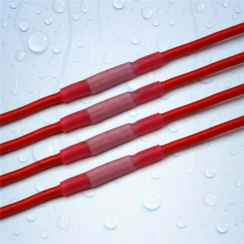 100Pcs 22-16AWG Red Heat Shrink Wire Butt Connectors Waterproof Splice Terminals