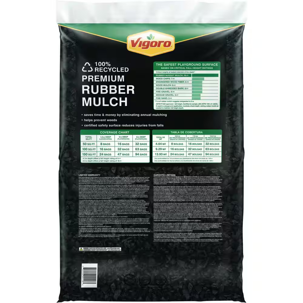 0.8 Cu. Ft. Black Bagged Recycled Rubber Mulch