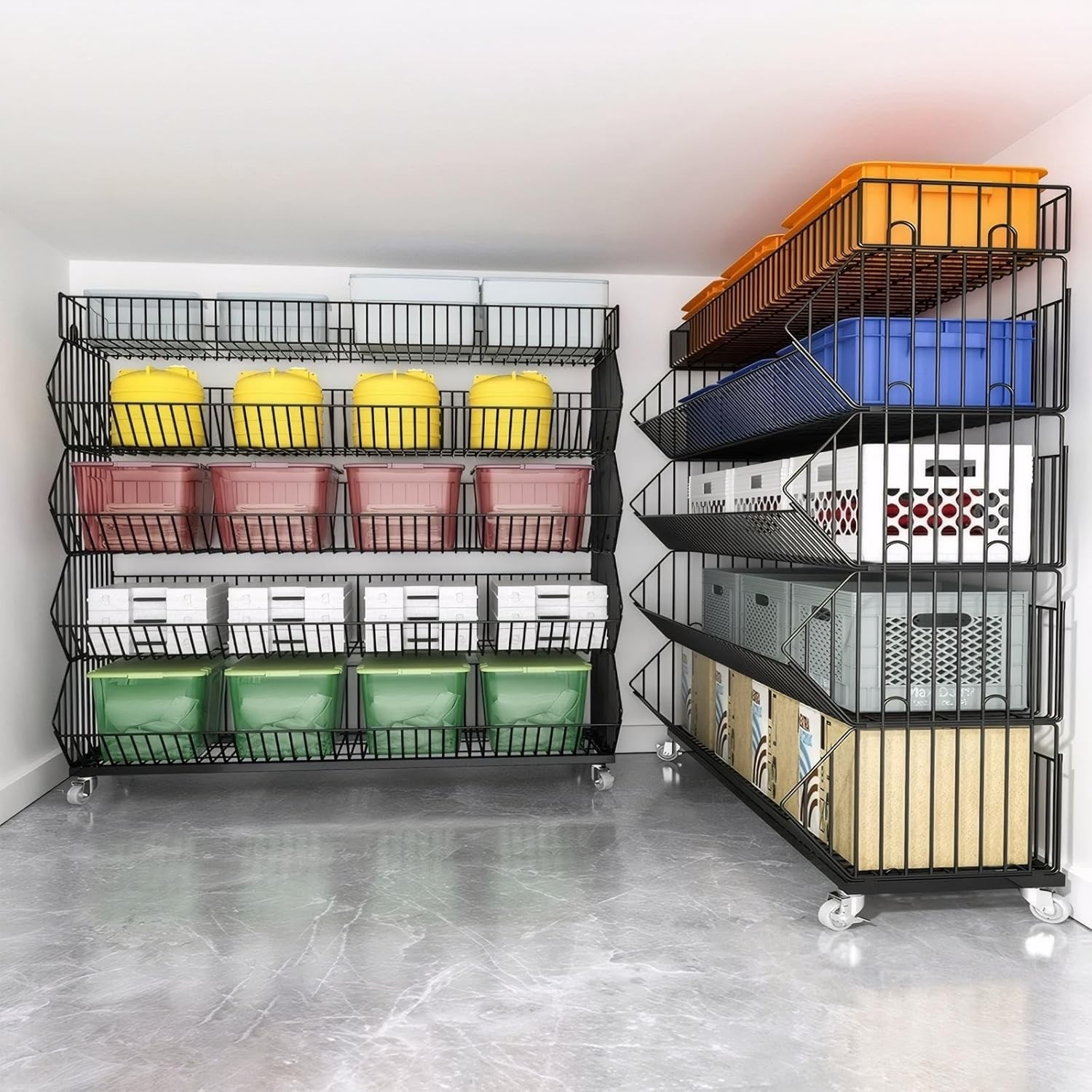 Retail Display Market Shelf Large 5 Layer Potato Chip Displays Stand w/ Wheels