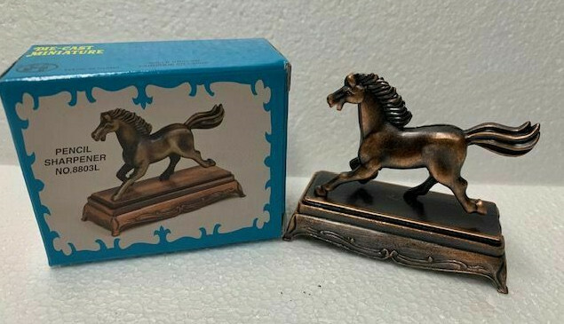 HORSE BRONZE DIE CAST METAL COLLECTIBLE PENCIL SHARPENER NEW / BOX