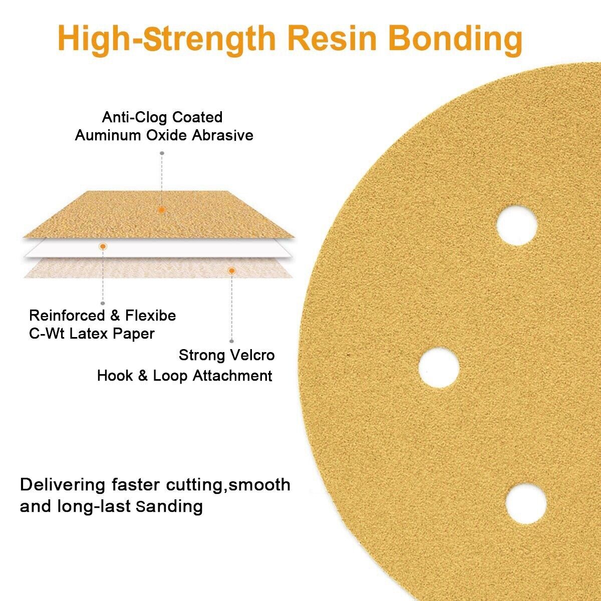 50/100PCS 6 inch Hook Loop Sanding Discs 80 120 180 Grit 6-Hole Sander Sandpaper
