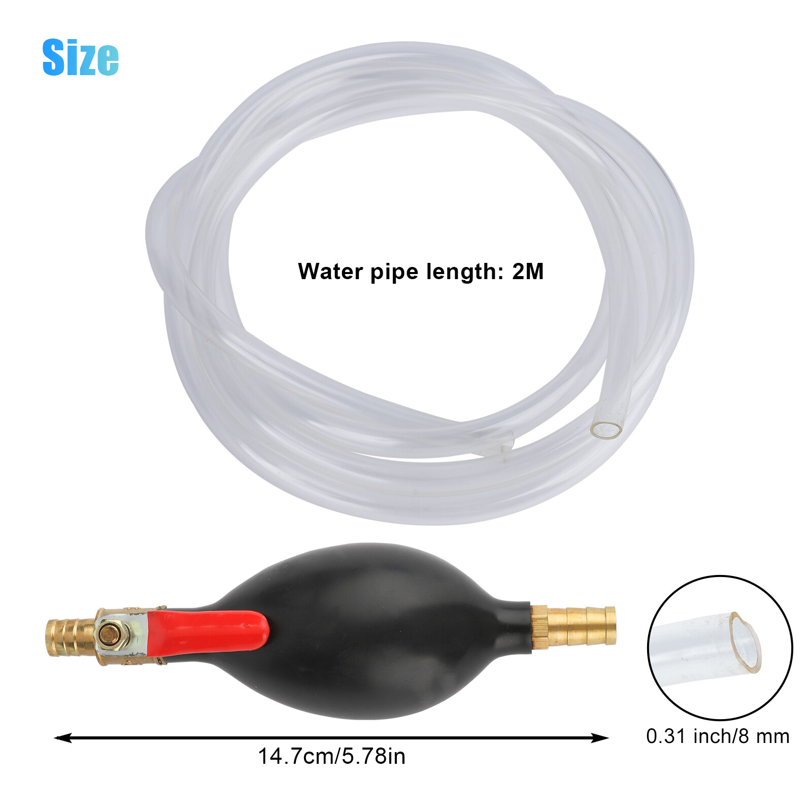 Portable Gas Transfer Siphon Pump Gasoline Hose Oil Water Fuel Petrol Hand Pump