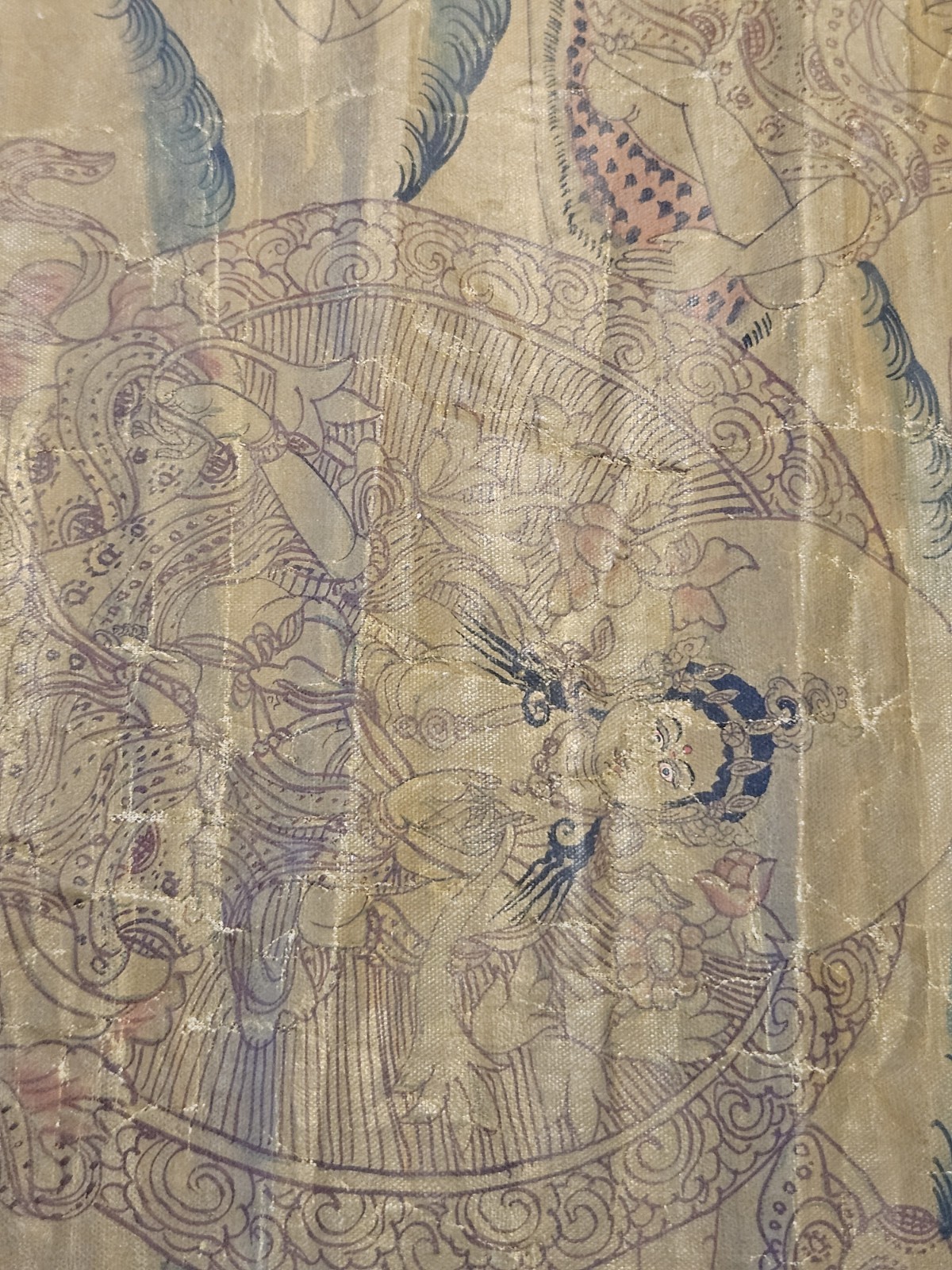 RARE ANTIQUE THANGKA PAINTING 9 DRALA BROTHERS TIBET BUDDHISM MASTERPIECE