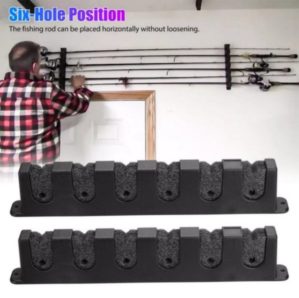 Fishing Rod Rack Vertical Holder Wall Mount Storage Horizontal Stand Boat Pole+/