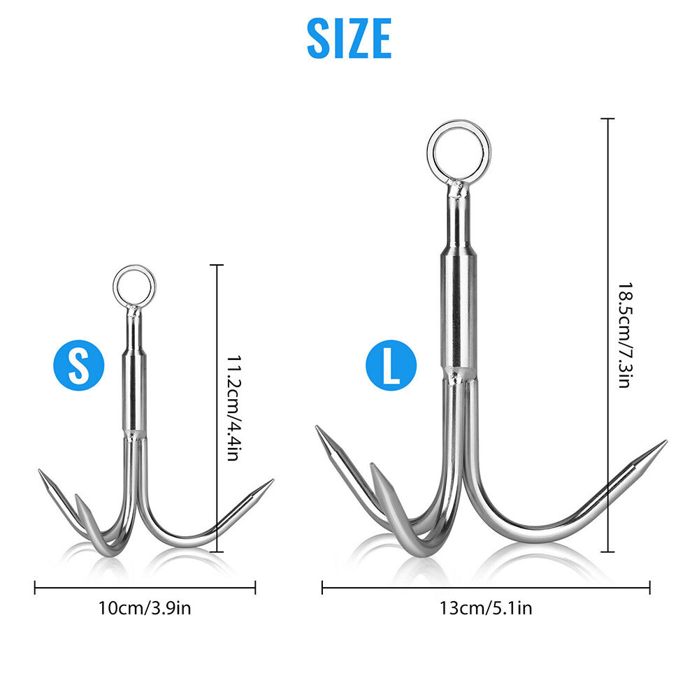 Grappling Hook 3Claw Climbing Hook Stainless Steel Grapnel Hook Small/Large size