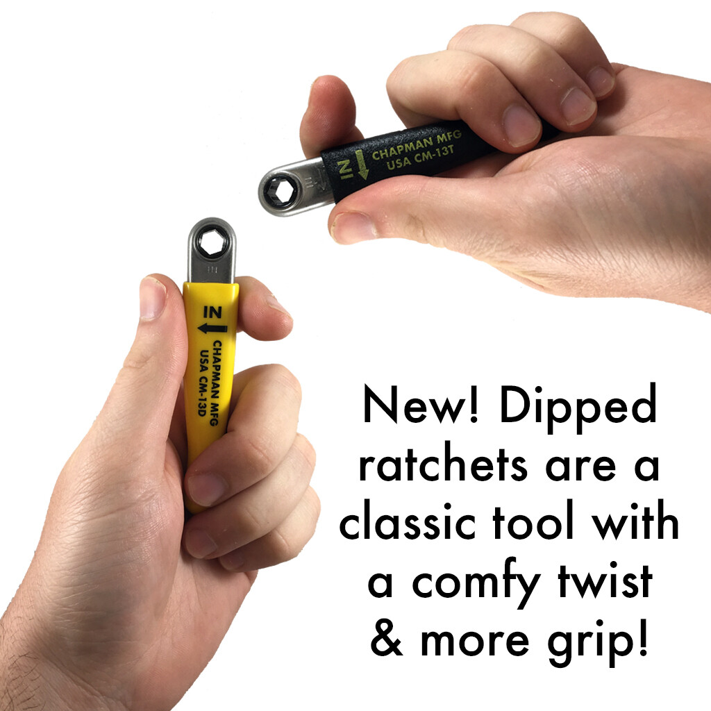 Chapman MFG Mini Ratchet with Dipped Handle - Yellow USA MADE