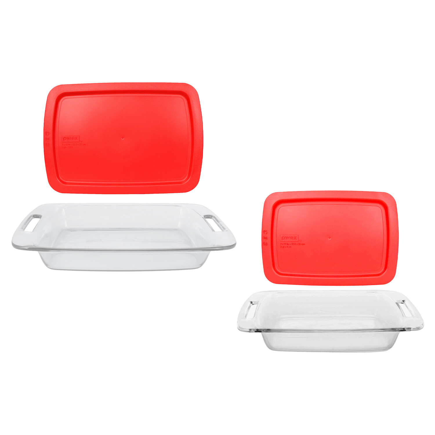 Pyrex C-232 2qt Easy Grab Glass Baking Dish and C-233 3qt Easy Grab Glass Bakin