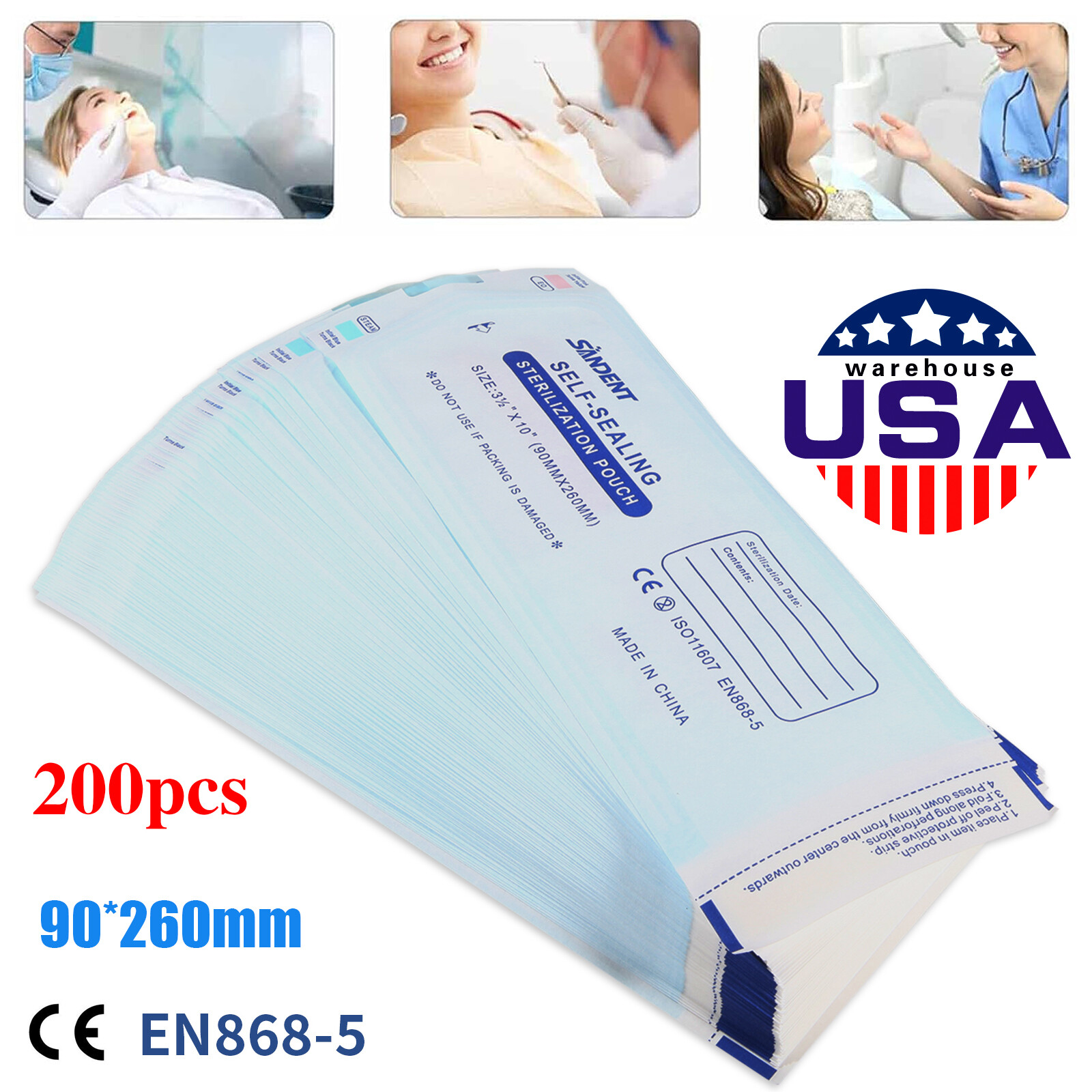 Self Seal Sterilization Pouches Dental Medical Autoclave Sterilizer Bags 3.5”x10