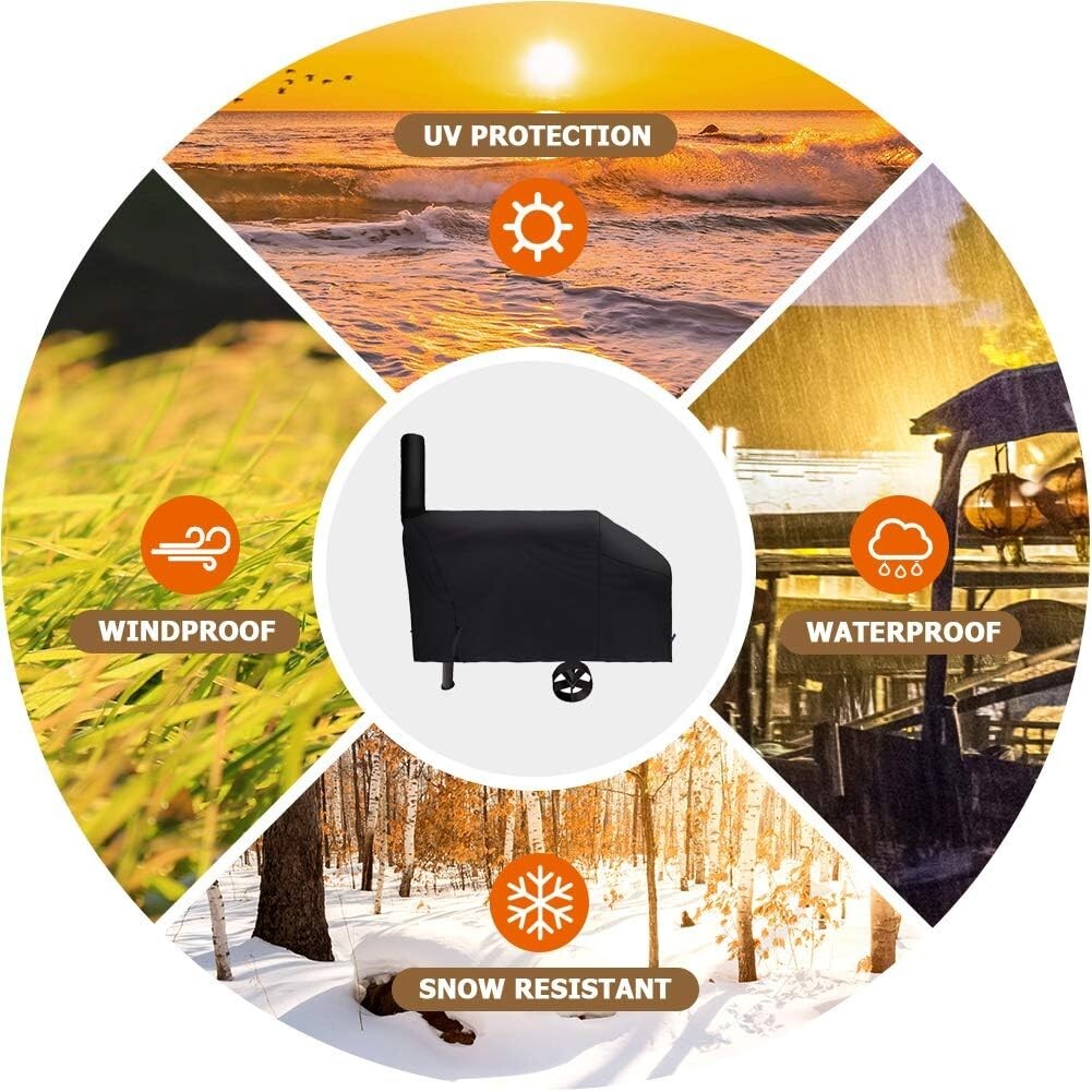iCOVER 66 Inch BBQ Barbecue Smoker Cover，600D patio outdoor Canvas offset