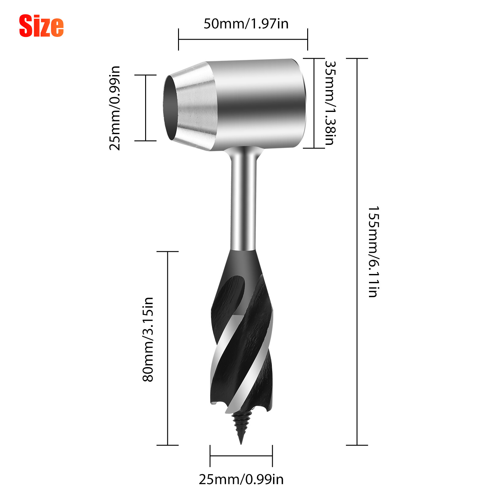 Manual Hand Auger Wrench Outdoor Survival Wood Drill Tool for Bushcraft Handyman