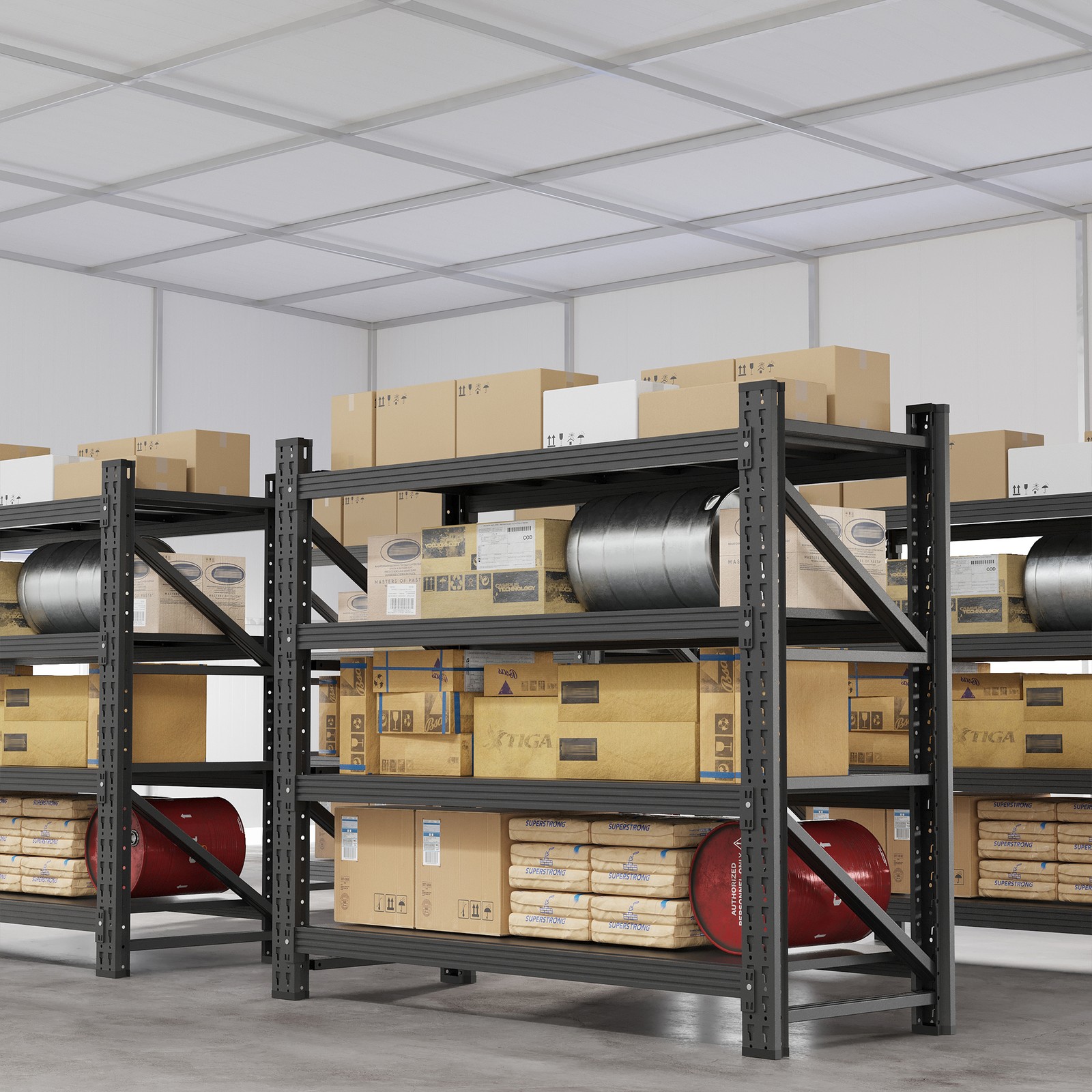 Industrial Garage Storage Shelves 40"W, Heavy Duty Adjustable Steel Rack