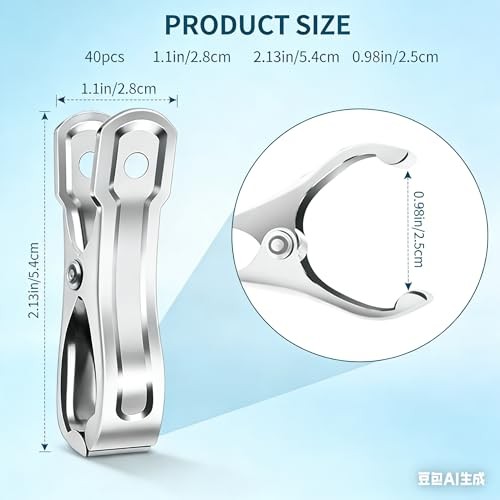 40 PCS Stainless Steel Greenhouse Clamps, Strong Grip Metal Clips for Garden -