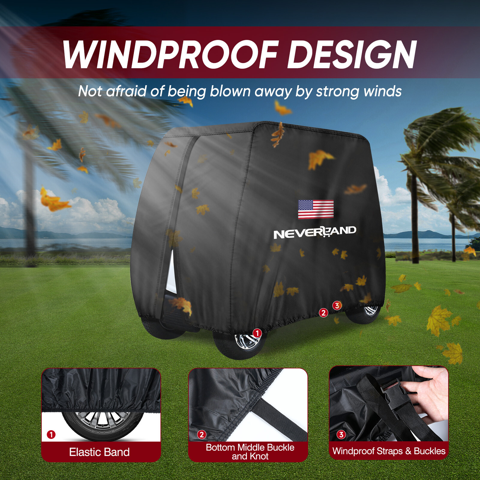 Heavy Duty Waterproof Golf Cart Cover Tarp 4 Passenger for EZGO Club Car Yamaha